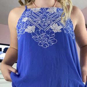 blue floral tank top